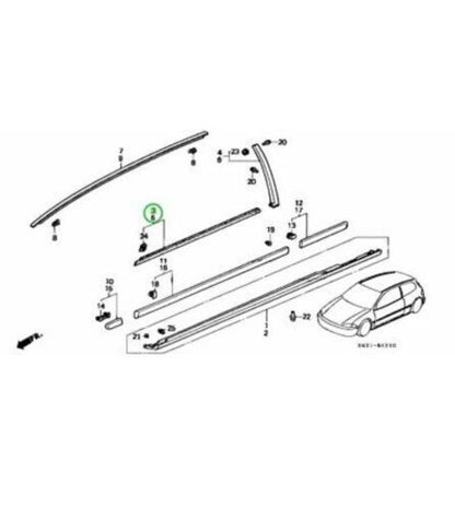 72410-SR3-003 72450-SR3-003 92-95 Honda EG6 OEM CIVIC MOLDING OUTER WINDOW DOOR Civic Window Door L&R