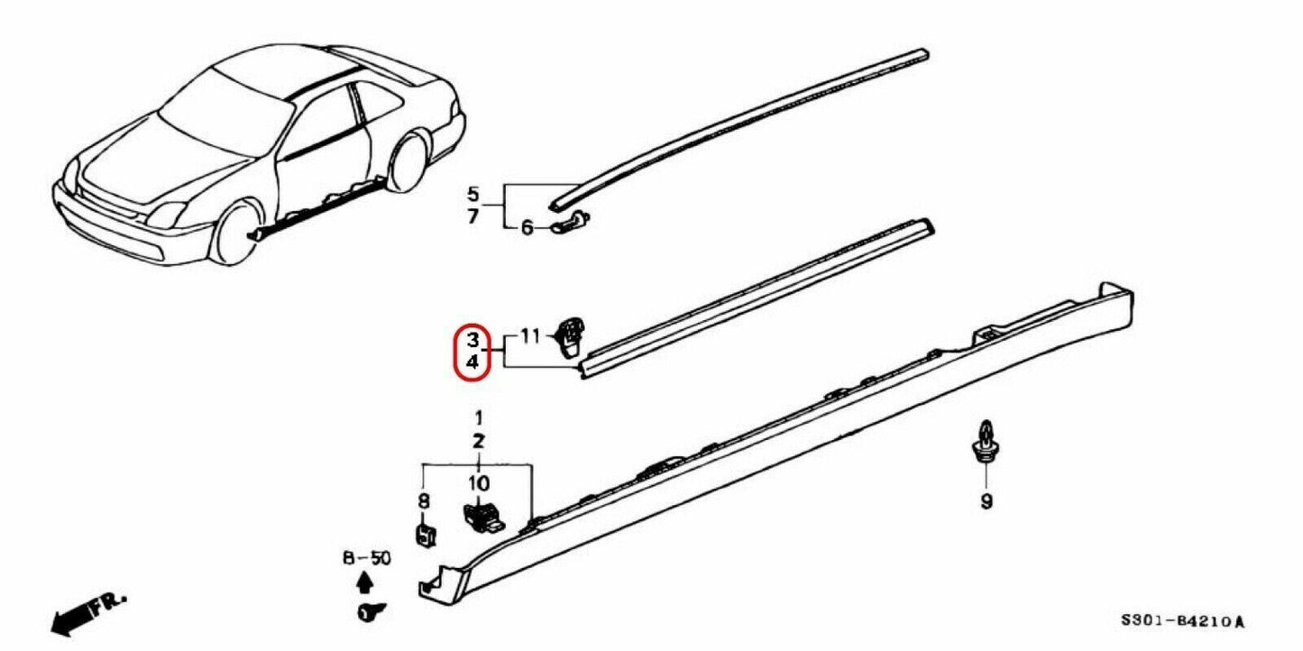 72410-S30-003 72450-S30-003 Window Door Prelude Molding OEM OEM HONDA Weather Strip Outer Set Honda