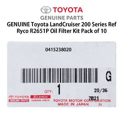 OEM Toyota LandCruiser 200 Series Ref Ryco R2651P Oil Filter Kit Pack of 10 - Cerol Auto