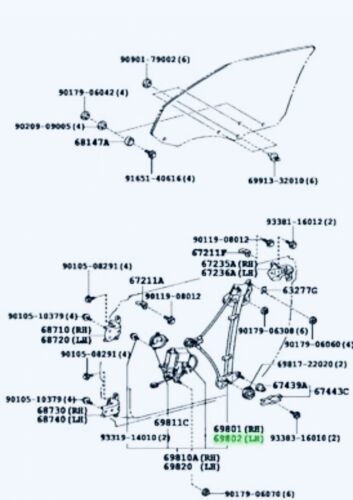 TOYOTA Genuine OEM ES300 1997-2001 Left front door window regulator 69802-33020 - Cerol Auto